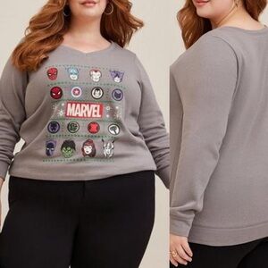 NWT Torrid size 2X Marvel hero’s gray v neck sweatshirt